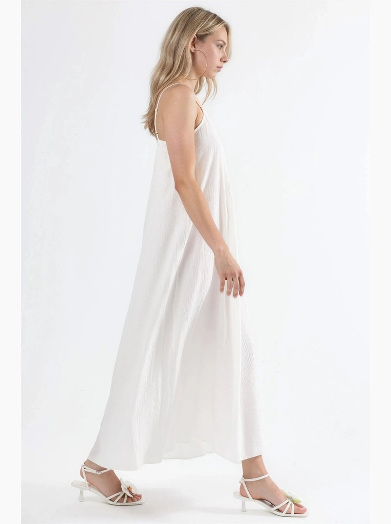 Robe midi nuisette à col v busem Blanc - Kiabi