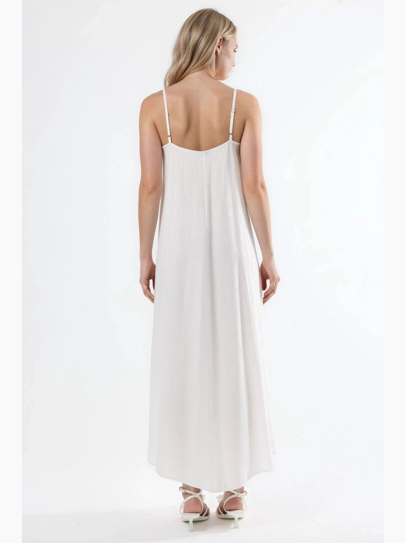 Robe midi nuisette à col v busem Blanc - Kiabi