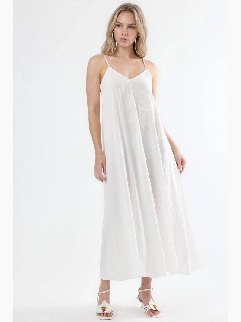 Robe midi nuisette à col v busem Blanc - Kiabi
