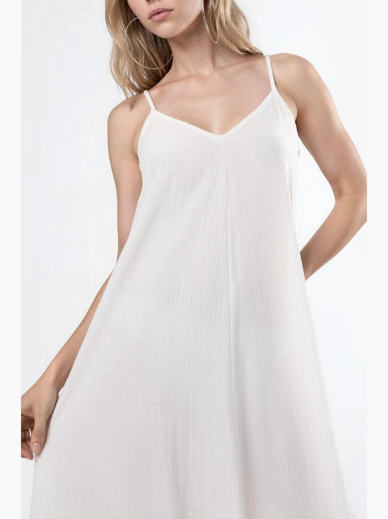 Robe midi nuisette à col v busem Blanc - Kiabi