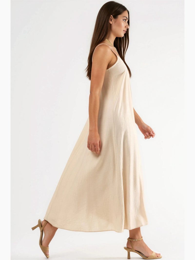Robe midi nuisette à col v busem Sable - Kiabi
