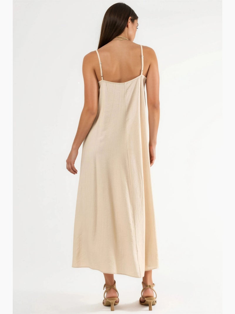 Robe midi nuisette à col v busem Sable - Kiabi