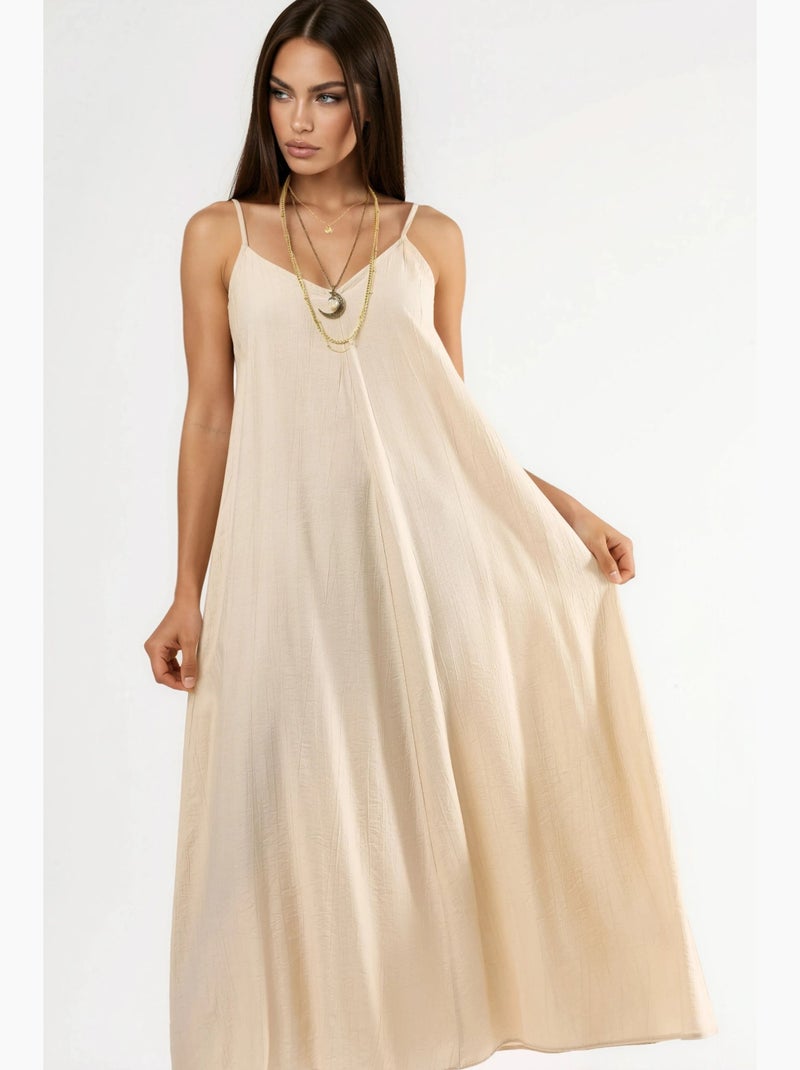 Robe midi nuisette à col v busem Sable - Kiabi