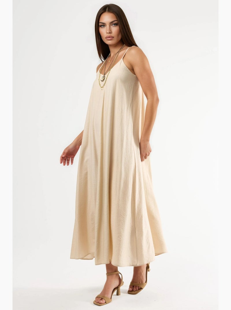 Robe midi nuisette à col v busem Sable - Kiabi