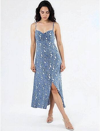 Robe midi nuisette fleurie à col cœur busem