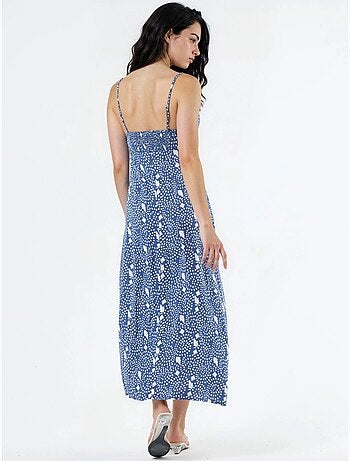 Robe midi nuisette fleurie à col cœur busem