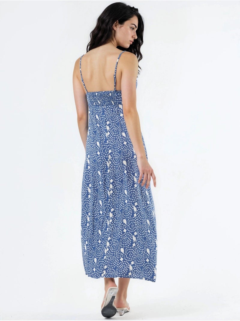 Robe midi nuisette fleurie à col cœur busem Bleu cobalt - Kiabi