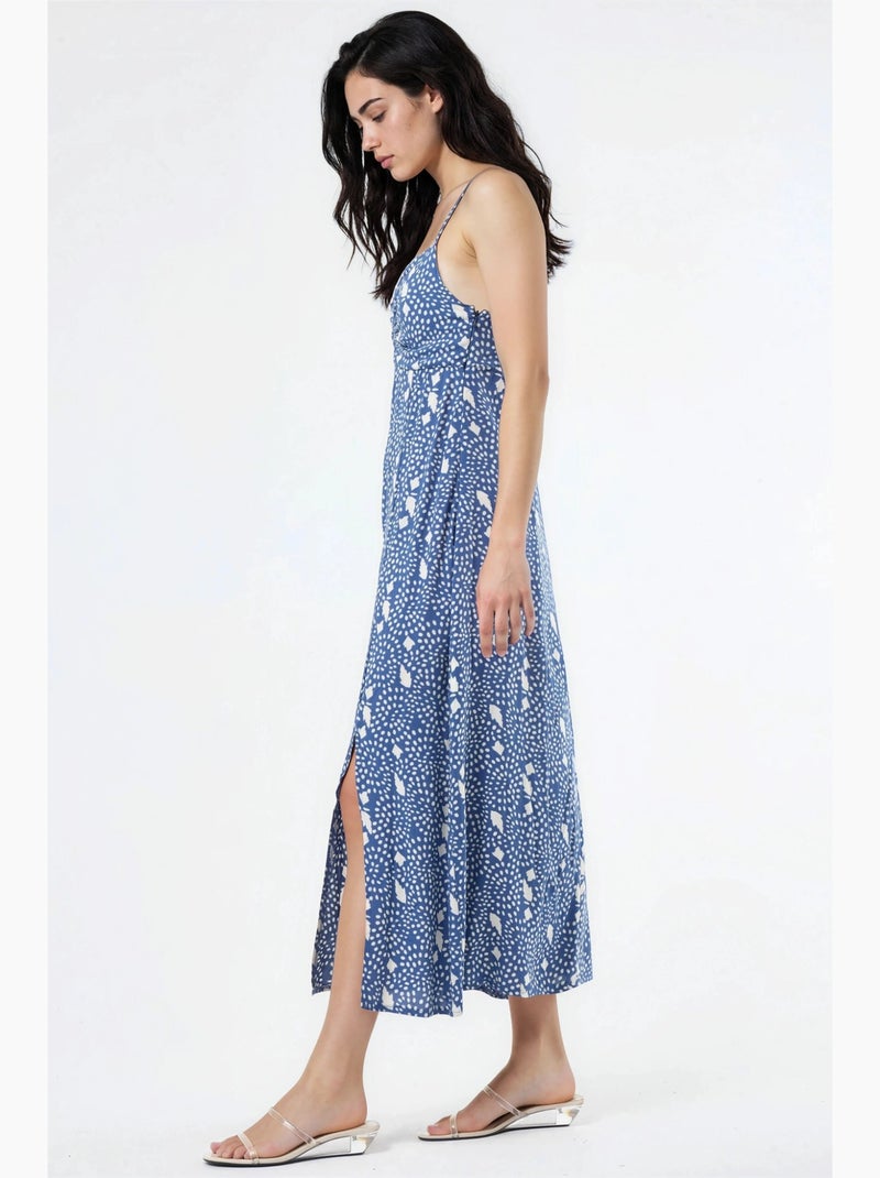 Robe midi nuisette fleurie à col cœur busem Bleu cobalt - Kiabi