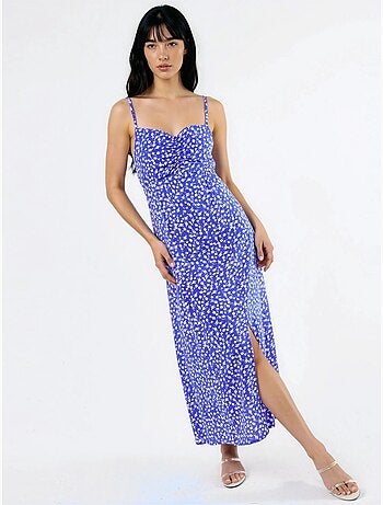 Robe midi nuisette fleurie à col cœur busem