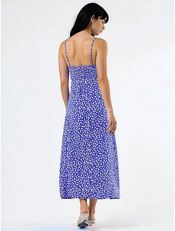 Robe midi nuisette fleurie à col cœur busem