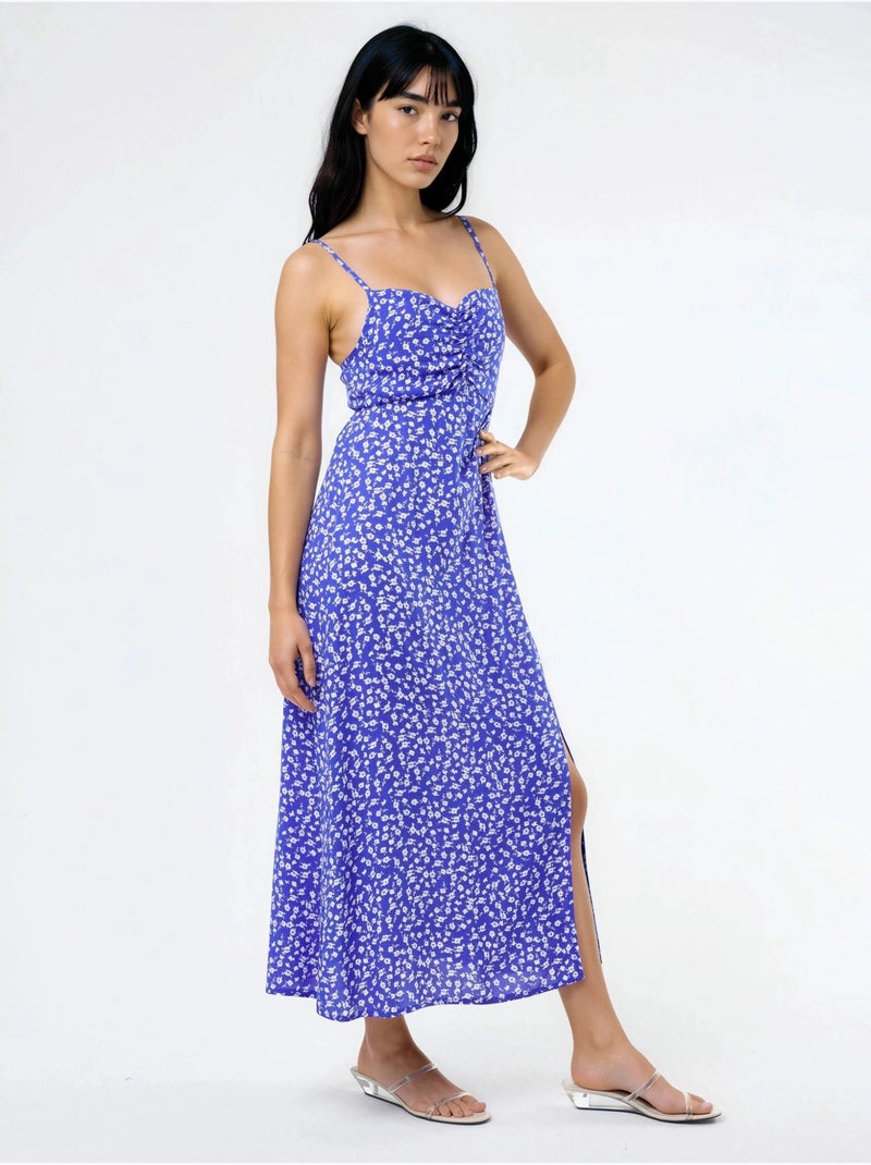 Robe midi nuisette fleurie à col cœur busem Bleu électrique - Kiabi