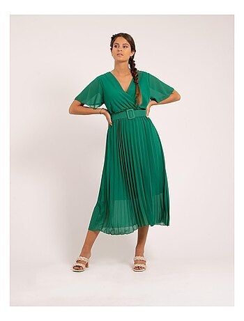Robe midi plissée et ceinture isala