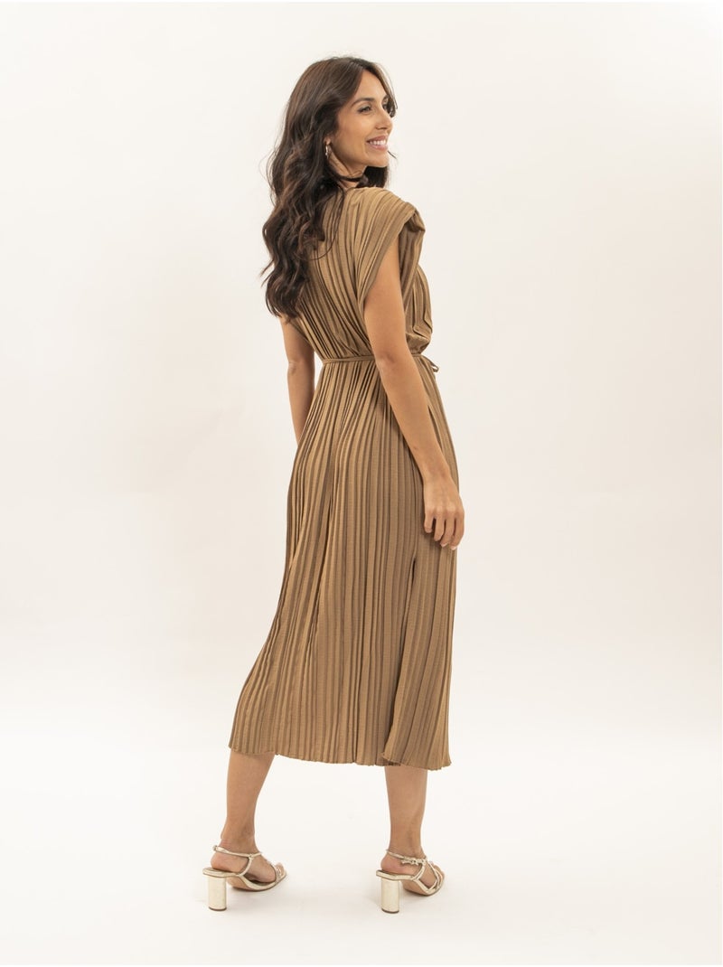 Robe midi plissée irove Beige - Kiabi