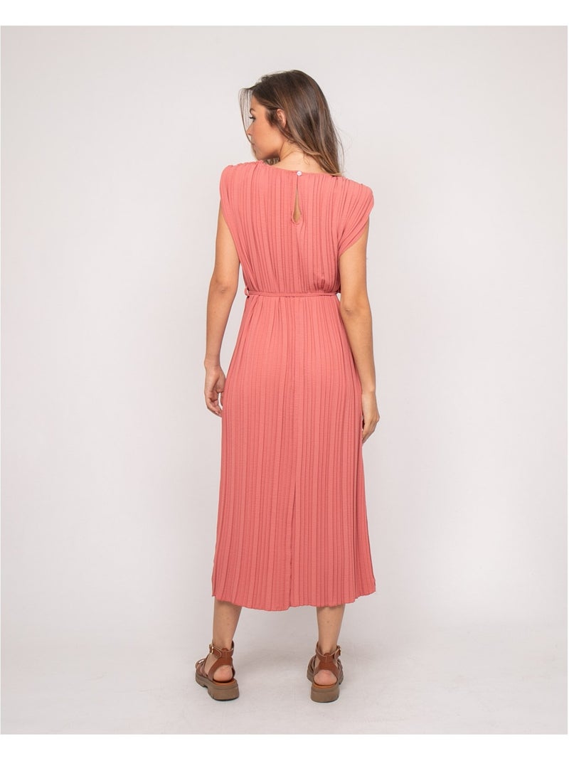 Robe midi plissée irove Orange corail - Kiabi