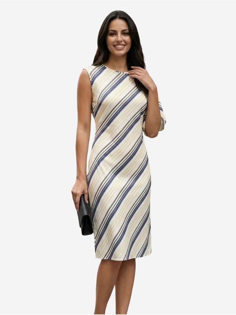 Robe midi rayée en lyocell my fashion Bleu marine - Kiabi