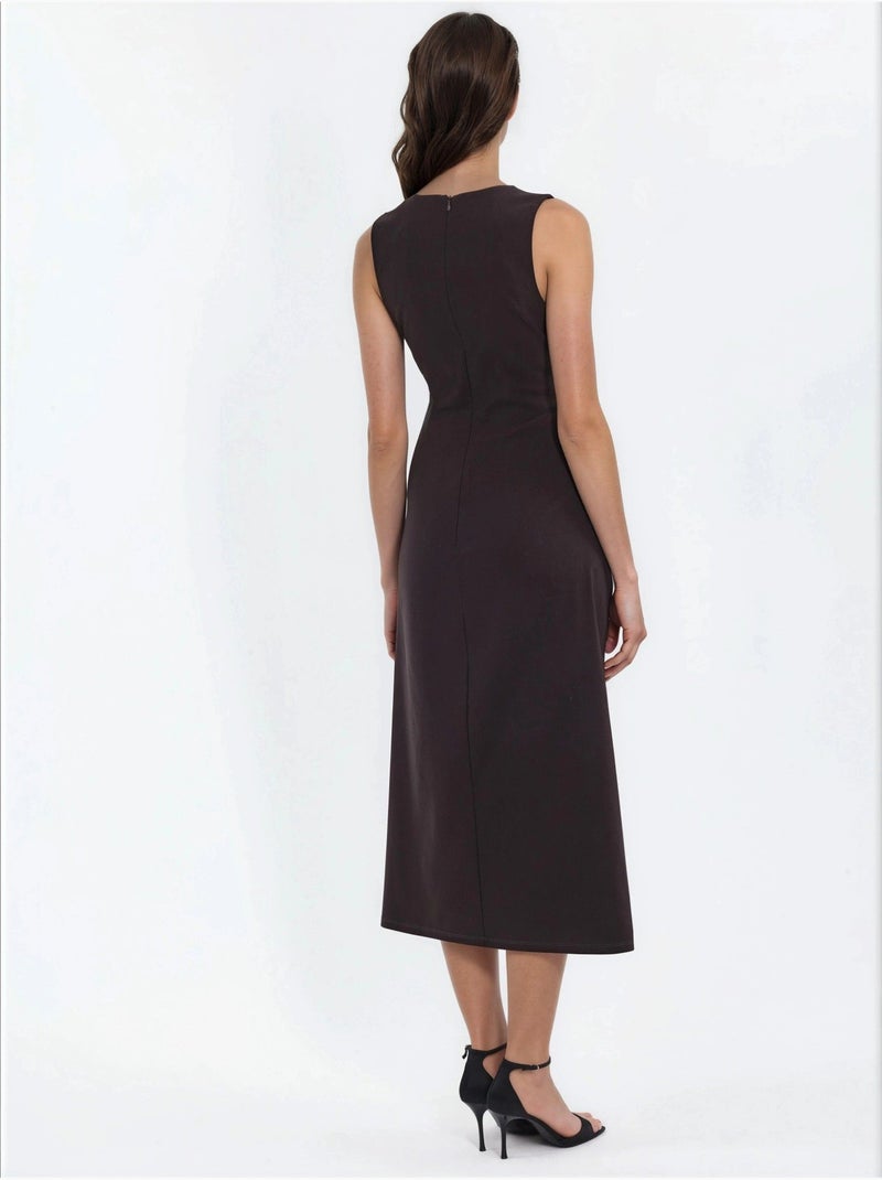 Robe midi sans manches à col rond hiccup Marron foncé - Kiabi