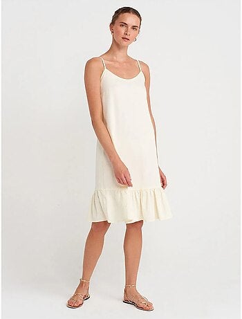 Robe midi sans manches à détail volanté dilvin
