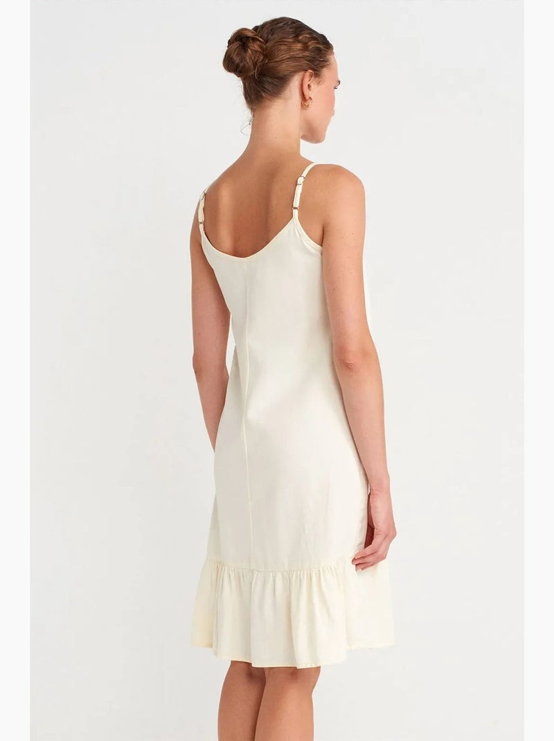 Robe midi sans manches à détail volanté dilvin Crème - Kiabi