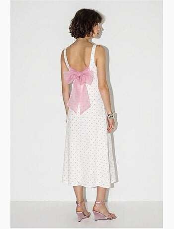 Robe midi sans manches à pois avec lien lucci