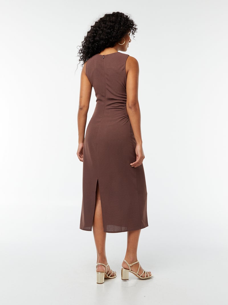 Robe midi sans manches ajourée sur le côté Marron - Kiabi