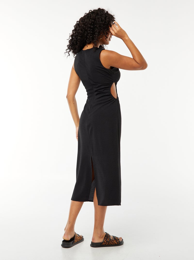 Robe midi sans manches ajourée sur le côté noir - Kiabi