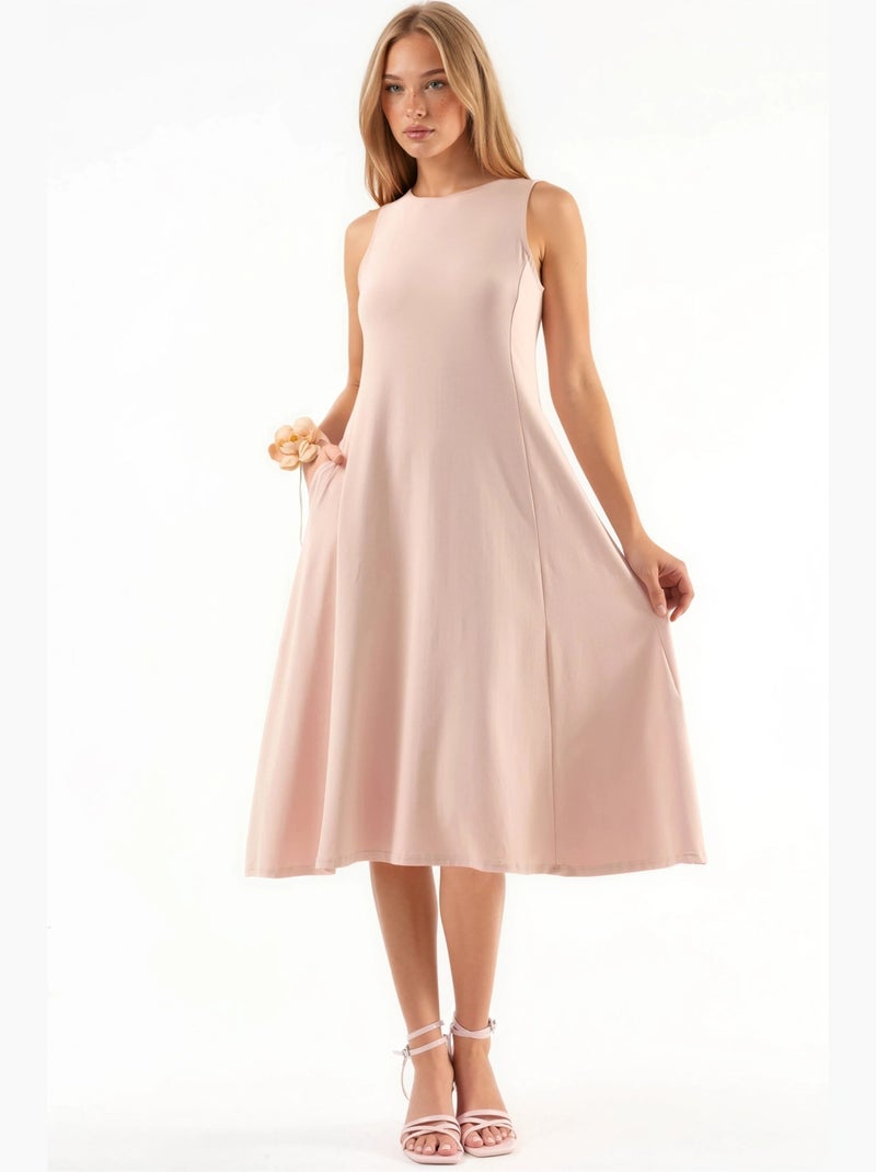 Robe midi sans manches avec poches busem Rose pâle - Kiabi