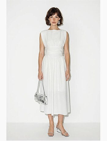 Robe midi sans manches coupe trapèze femme lucci