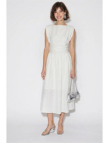 Robe midi sans manches coupe trapèze femme lucci