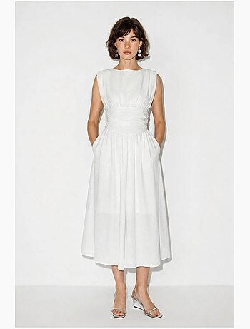 Robe midi sans manches coupe trapèze femme lucci