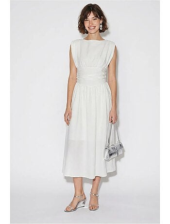 Robe midi sans manches coupe trapèze femme lucci