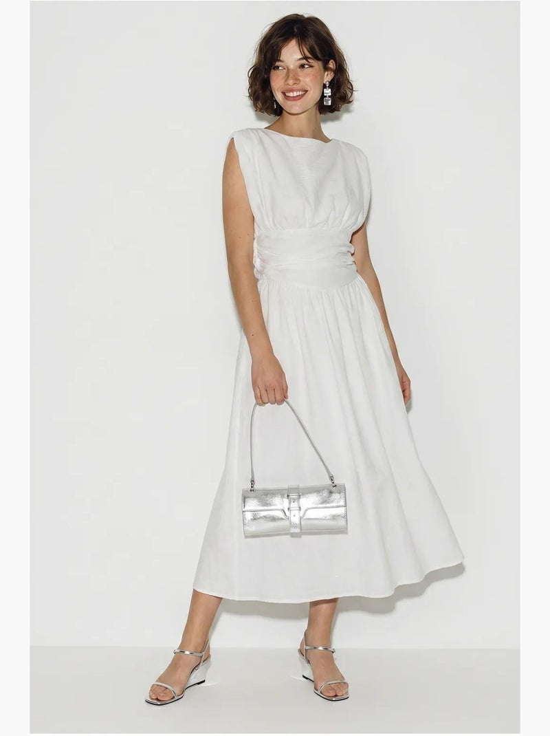 Robe midi sans manches coupe trapèze femme lucci Blanc - Kiabi