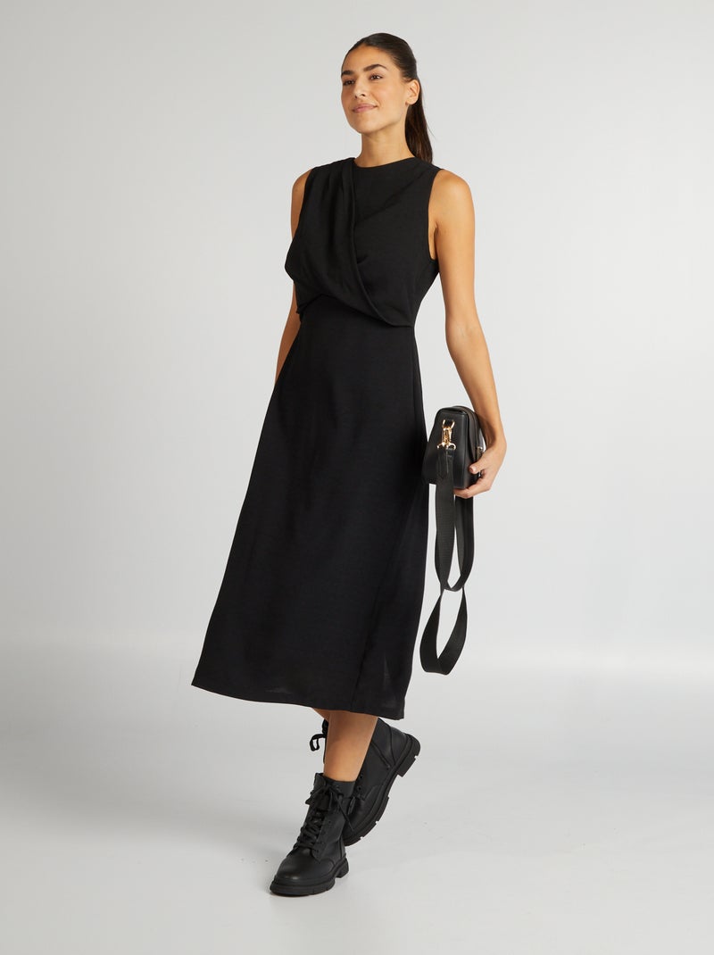 Robe midi sans manches noir - Kiabi