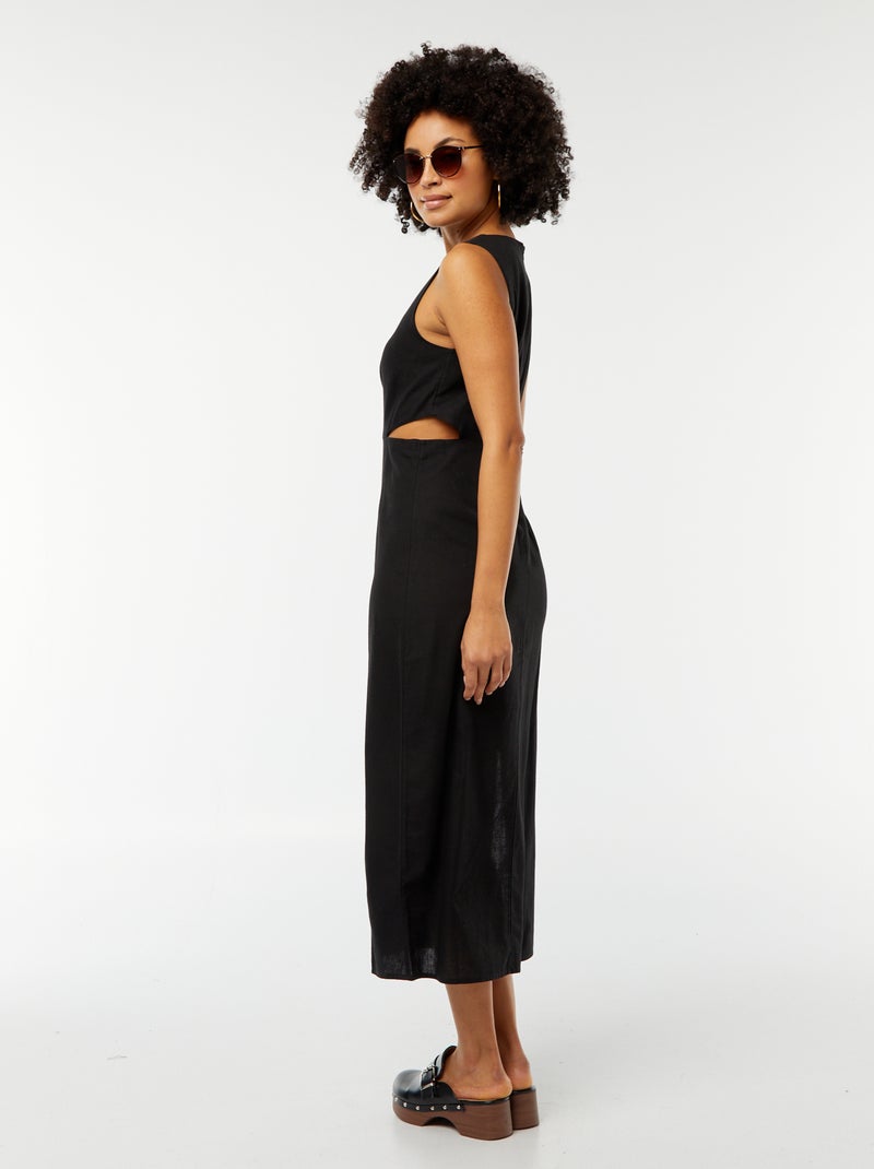 Robe midi sans manches ouverte sur le côté Noir - Kiabi