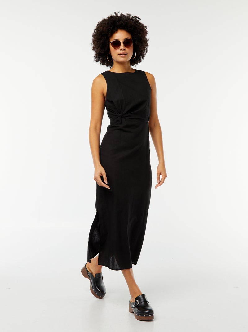 Robe midi sans manches ouverte sur le côté Noir - Kiabi