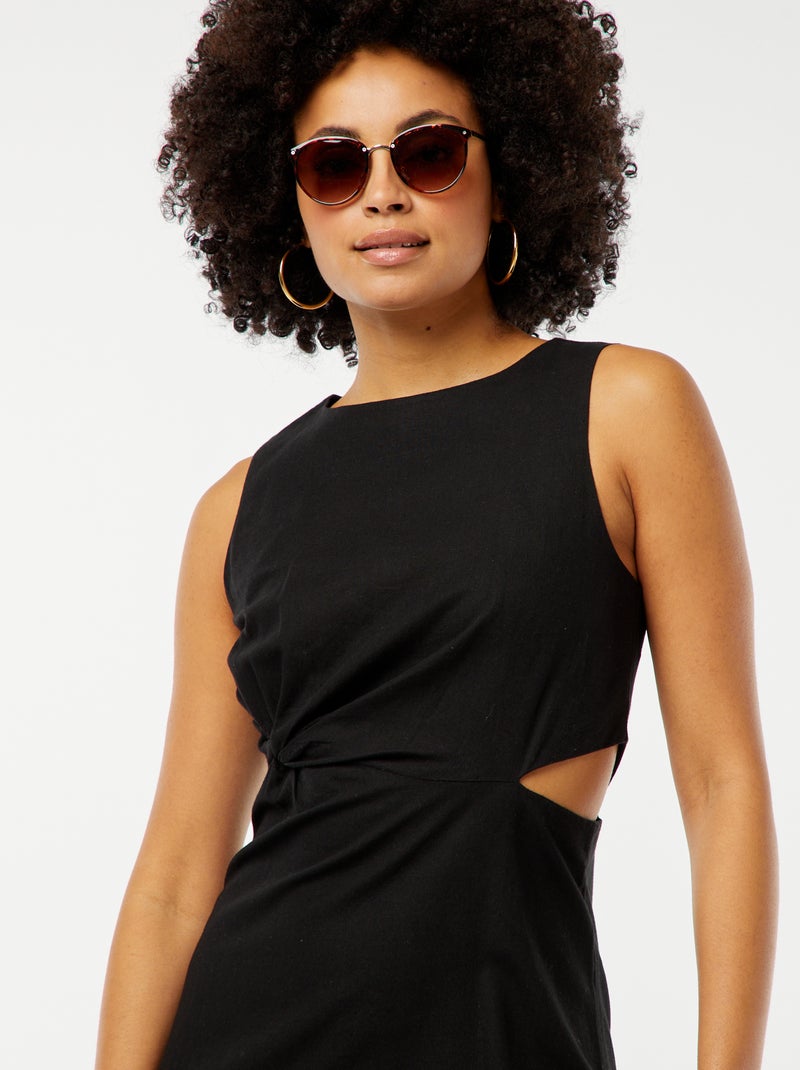 Robe midi sans manches ouverte sur le côté Noir - Kiabi