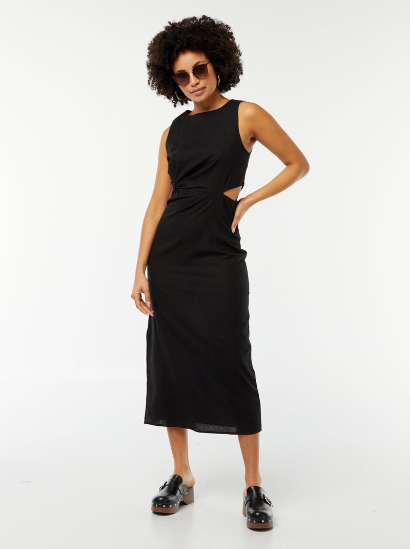 Robe midi sans manches ouverte sur le côté Noir - Kiabi