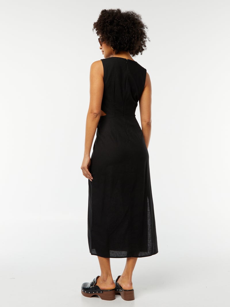 Robe midi sans manches ouverte sur le côté Noir - Kiabi