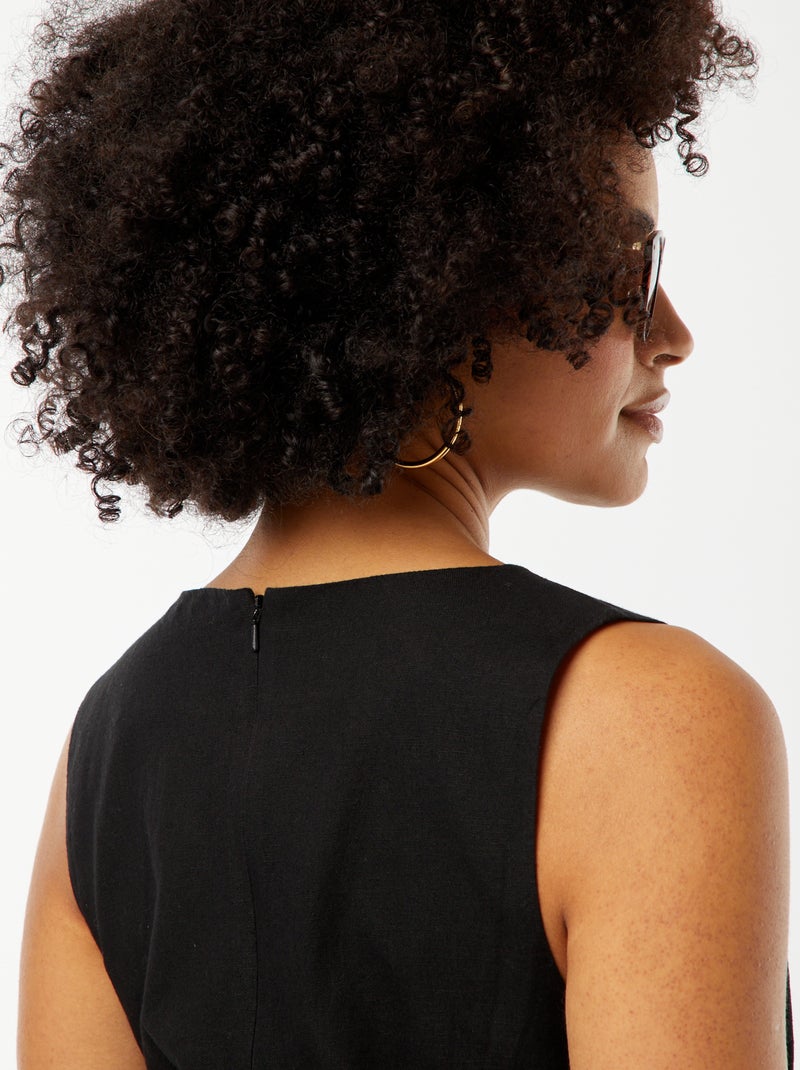 Robe midi sans manches ouverte sur le côté Noir - Kiabi
