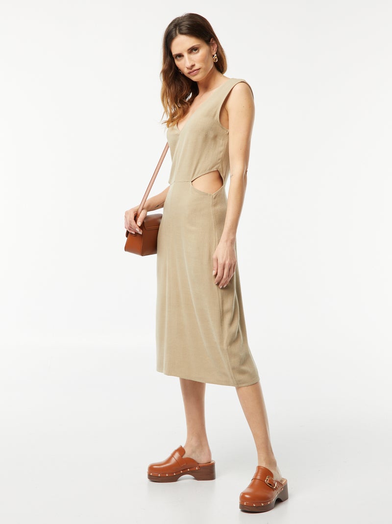 Robe midi sans manches + ouverture sur les côtés VERT - Kiabi