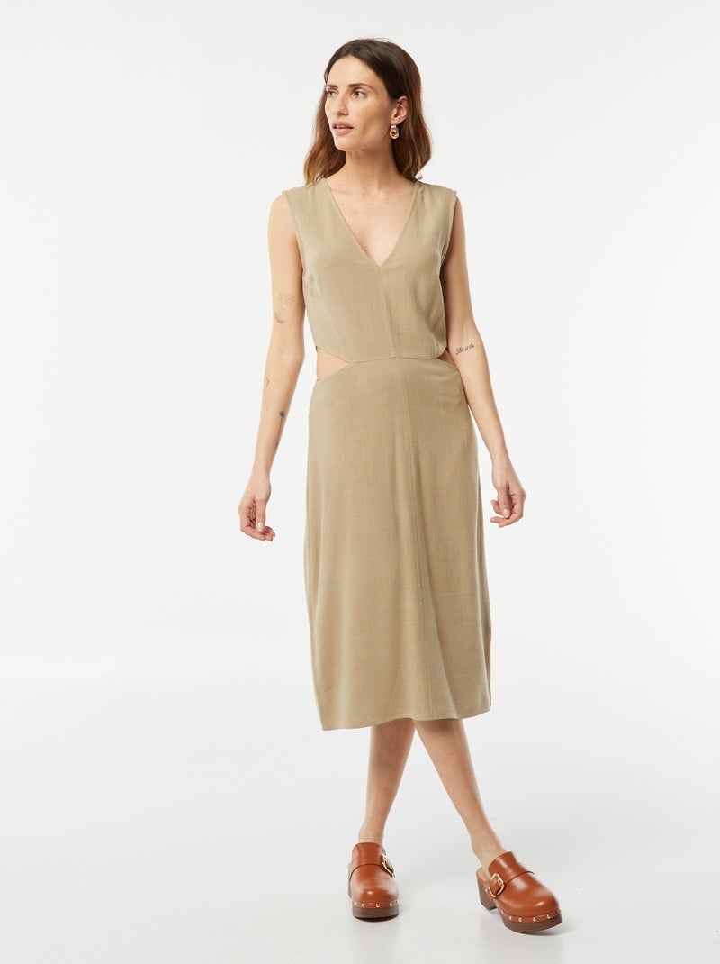 Robe midi sans manches + ouverture sur les côtés VERT - Kiabi