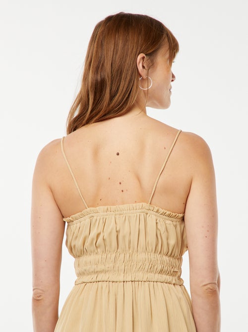 Robe midi smockée à fines bretelles - Kiabi
