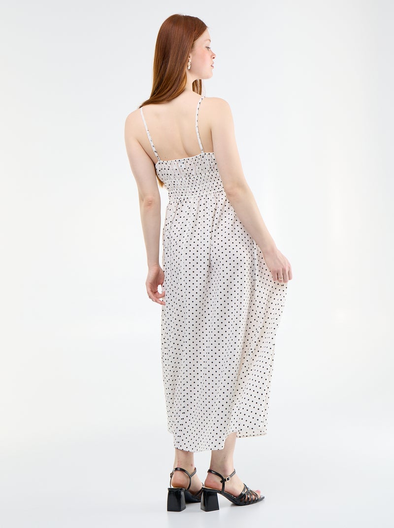 Robe midi smockée Blanc - Kiabi