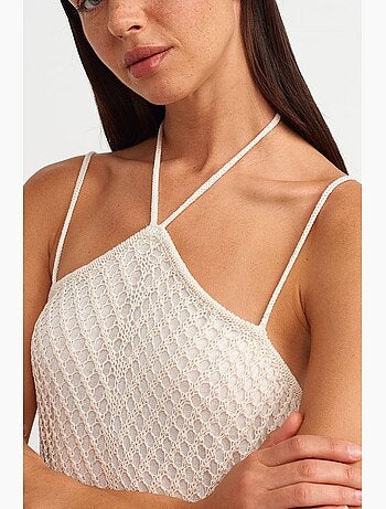 Robe midi texturée à col halter et découpe dilvin