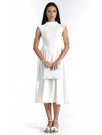 Robe midi texturée à empiècements busem
