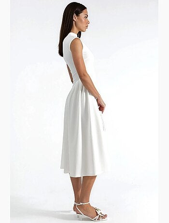 Robe midi texturée à empiècements busem