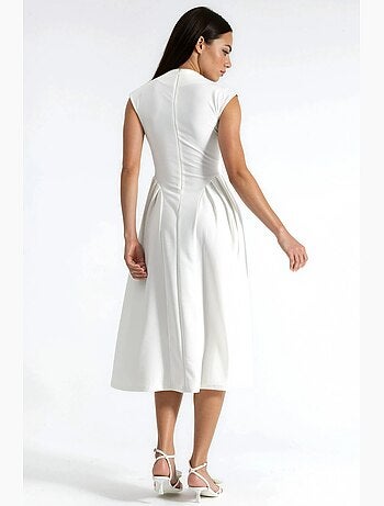 Robe midi texturée à empiècements busem