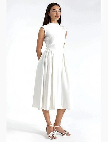 Robe midi texturée à empiècements busem