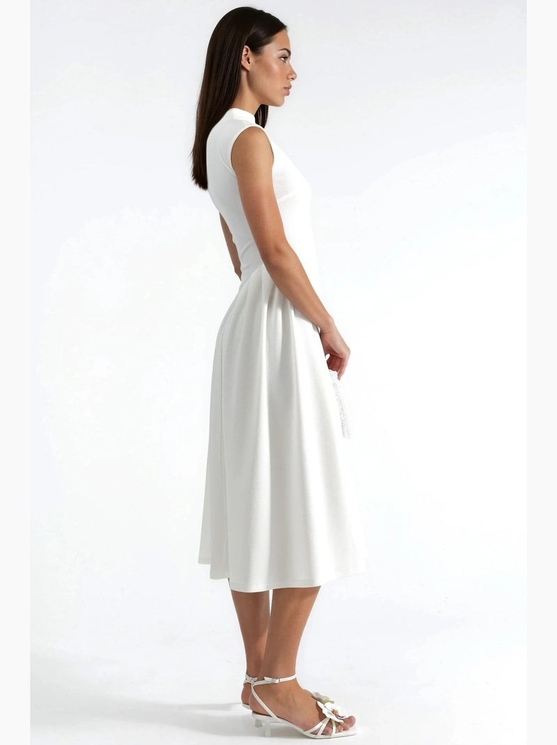 Robe midi texturée à empiècements busem Blanc - Kiabi