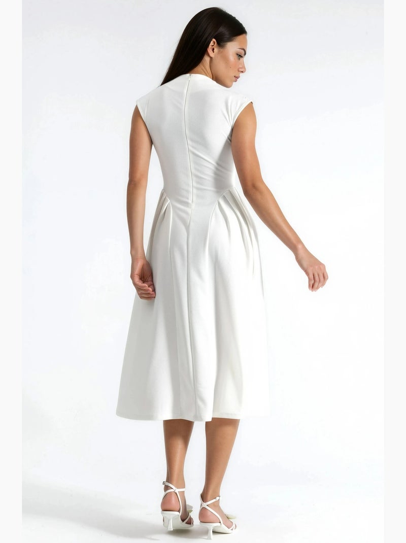 Robe midi texturée à empiècements busem Blanc - Kiabi