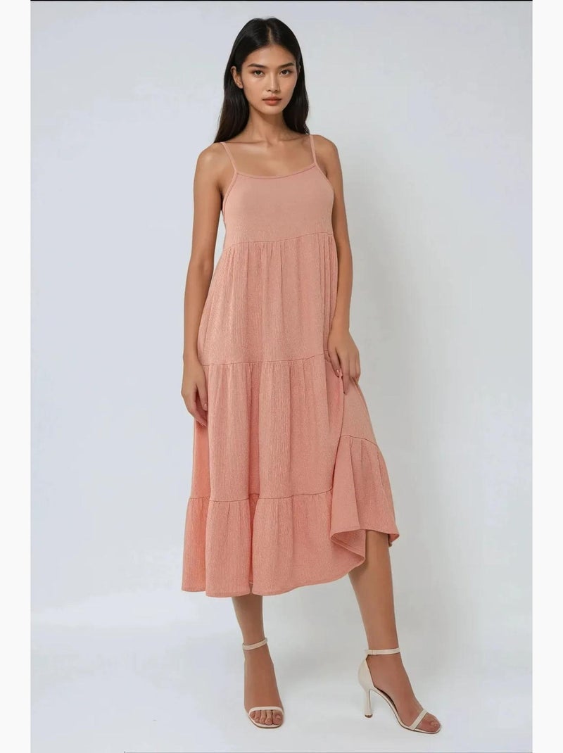Robe midi texturée en a hiccup Rose - Kiabi